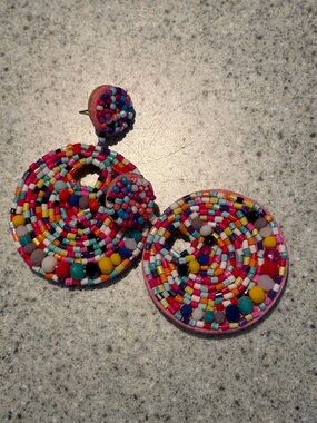 Colorful Beaded Spiral Drop Earrings